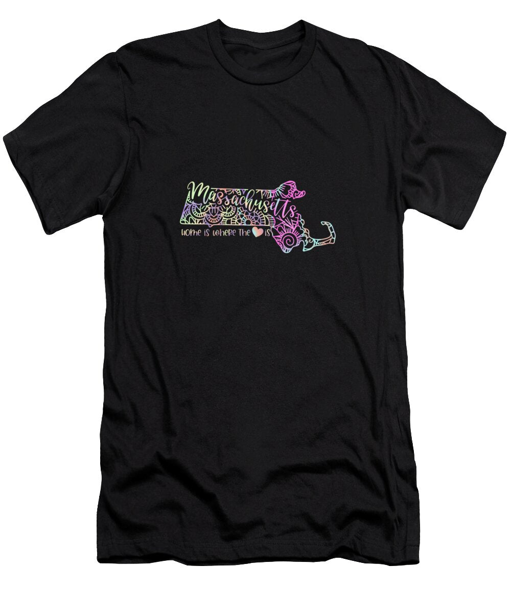 Massachusets State Holographic Mandala Maps Sambel Pedes T-Shirt