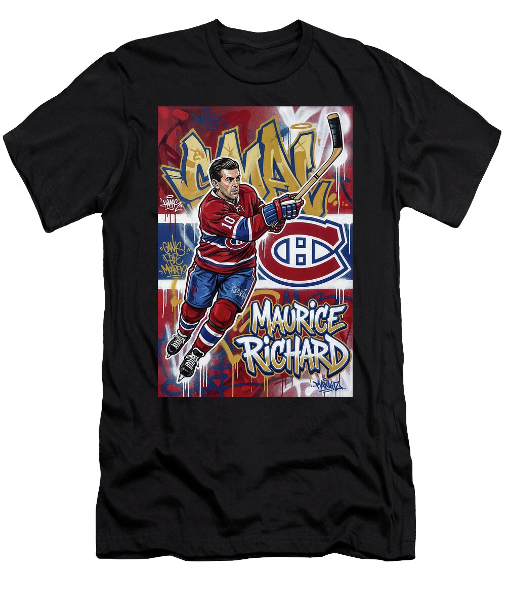 Maurice Richard Graffiti Poster Hockey Player NHL Sampadart Gallery T-Shirt