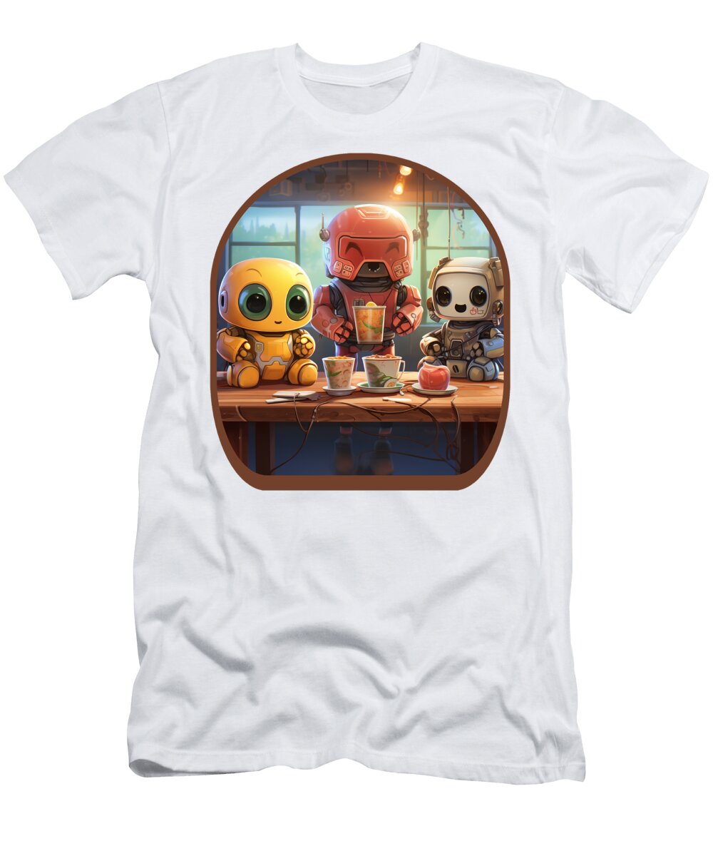 Mecha Robots Anime Cute Boba Tea Gaming Controller Ramen Sifou Store T-Shirt