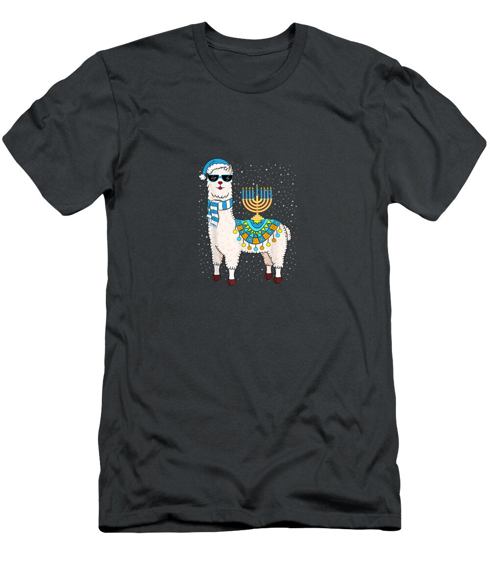Menorah Hanukkah Llama Cute Alpaca Chanukah Oakleyaxl5kels T-Shirt