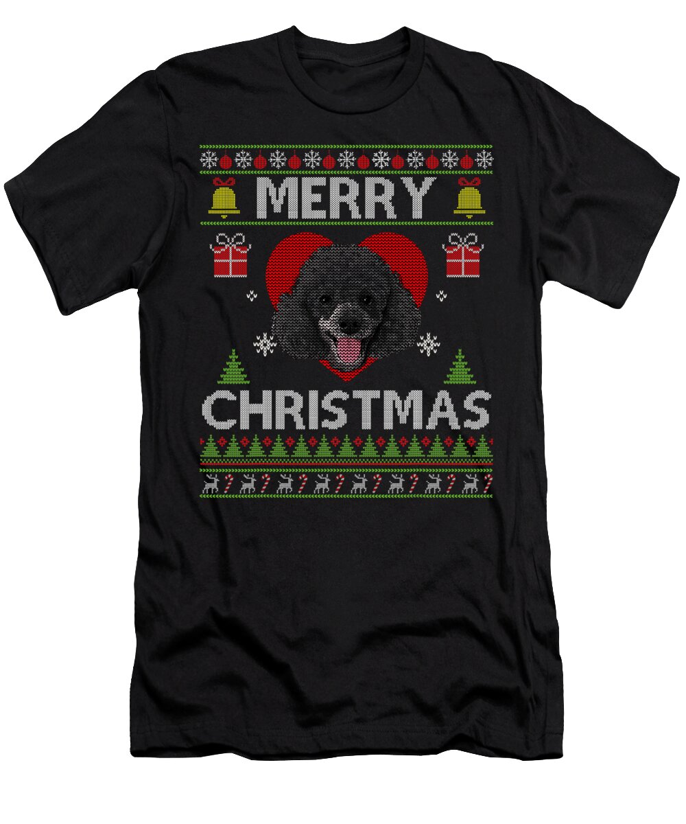 Merry Christmas Miniature Poodle Dog Ugly Natalie Lidford T-Shirt