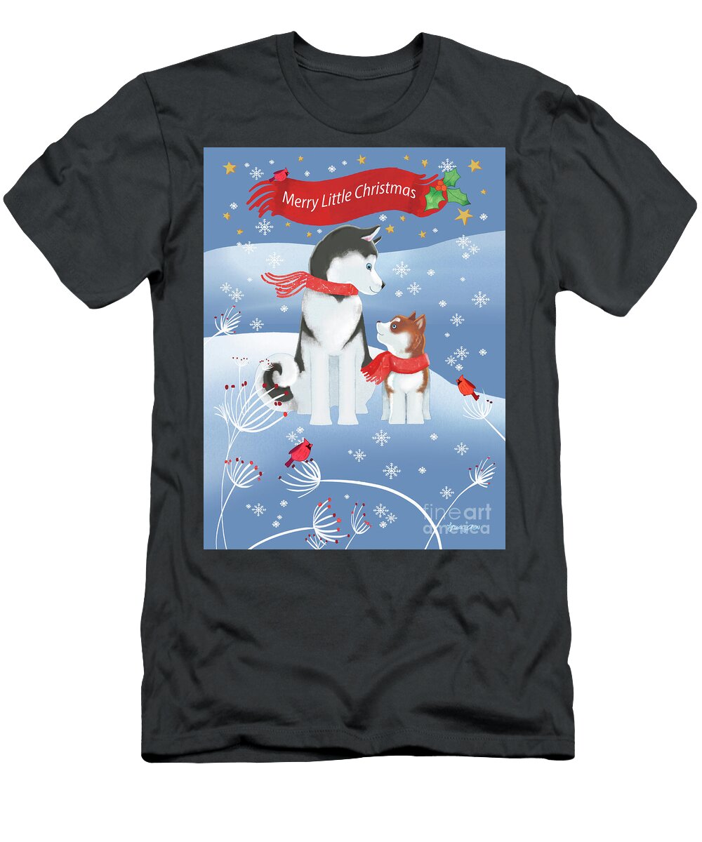 Merry Little Husky Dogs Tracy Herrmann T-Shirt