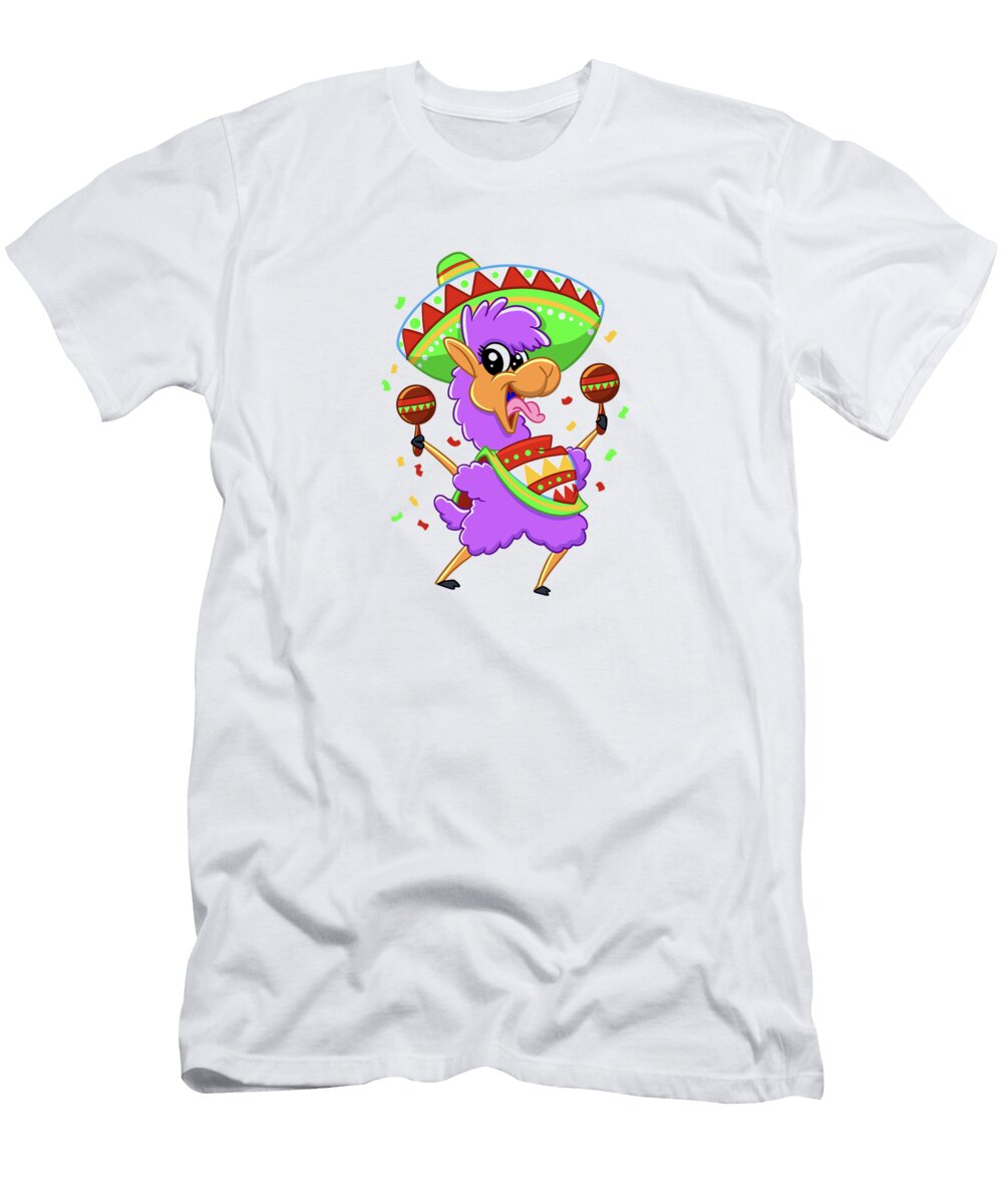 Mexican Purple Llama Cartoon Johnnie Art T-Shirt