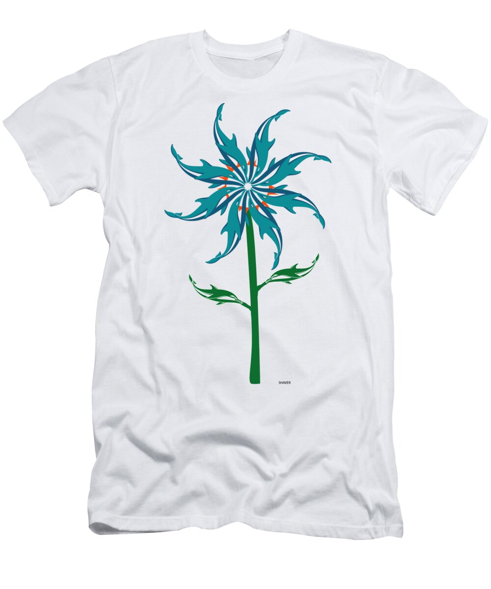 Miami Dolphins NFL Football Team Logo Flower Art Steven Shaver T-Shirt
