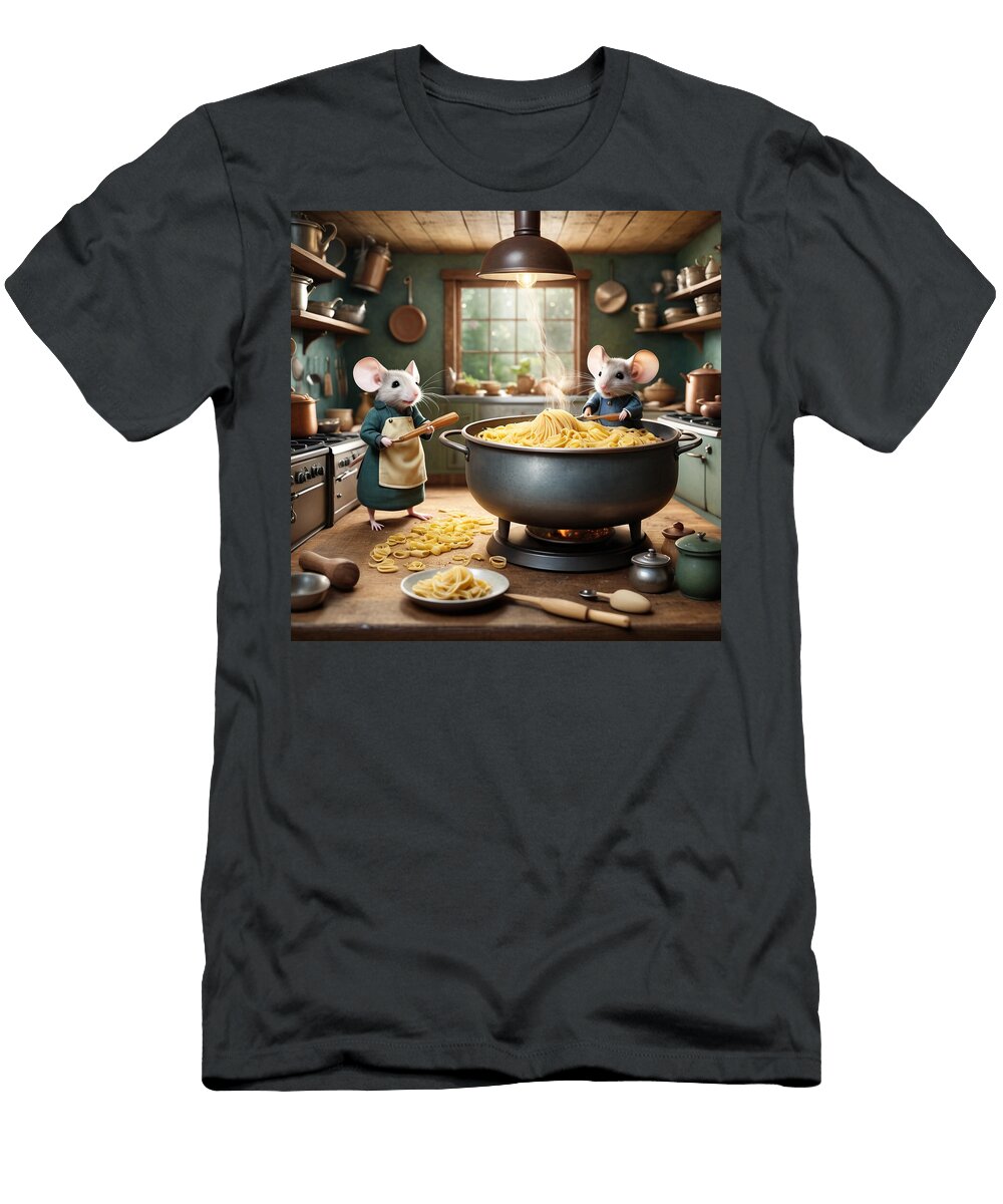 Mice Cooking a Pasta Feast Sandor Nagy T-Shirt