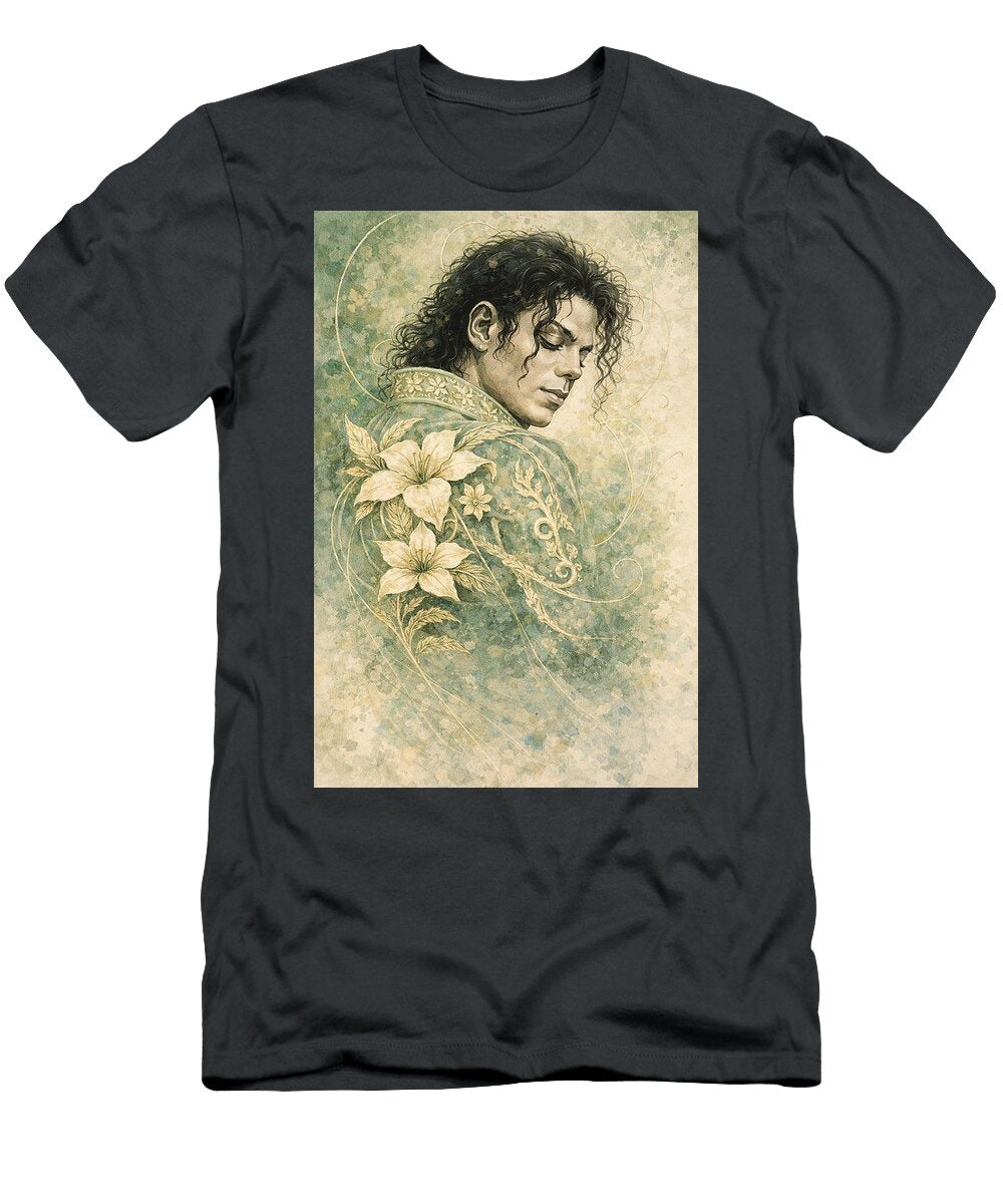 Michael Jackson in Floral Attire Sage Beige Museum of Exquisities T-Shirt