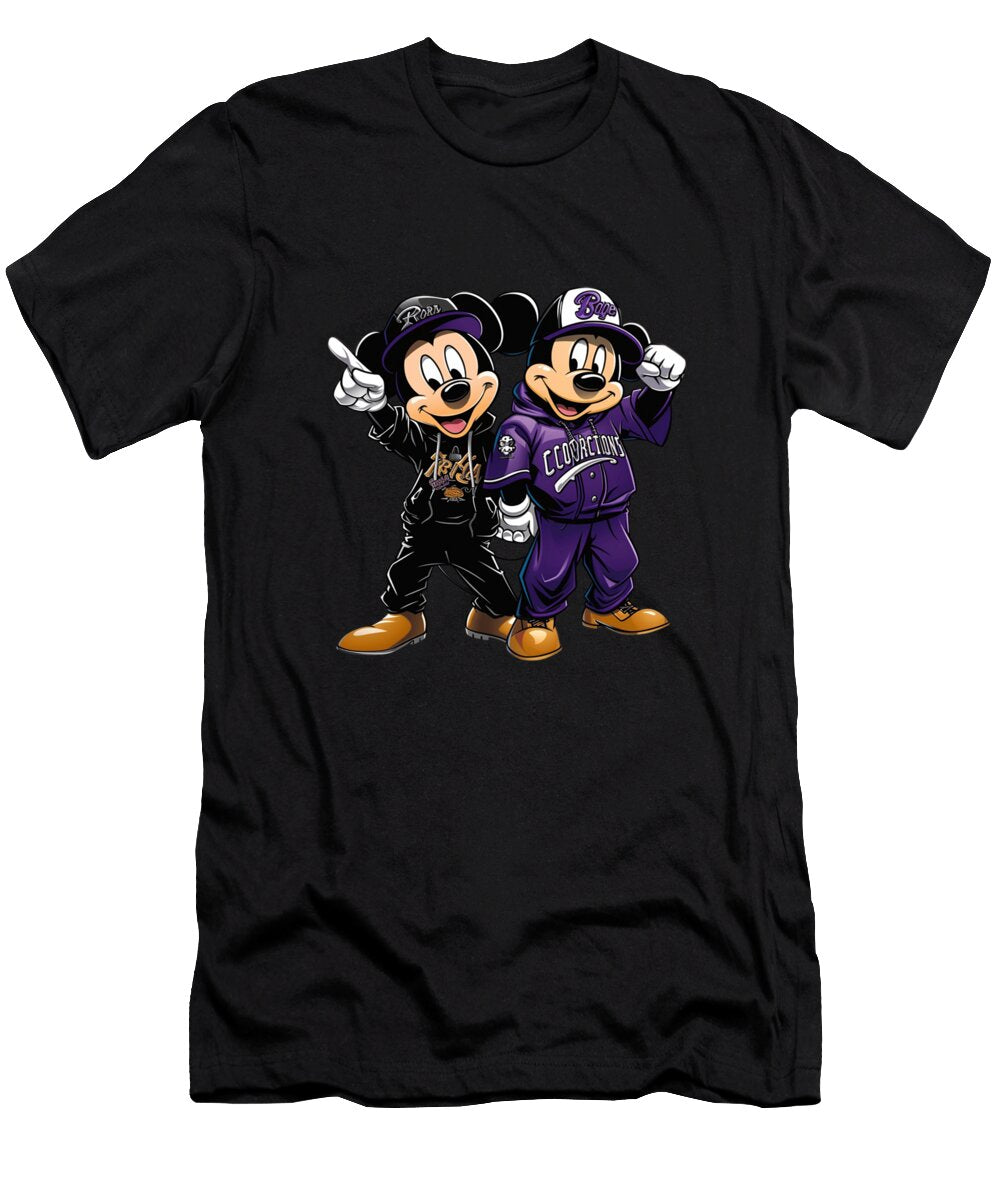 Mickey Mouse Vs Colorado Rockies Animated Athlete Acclaim Robertz Schuler T-Shirt