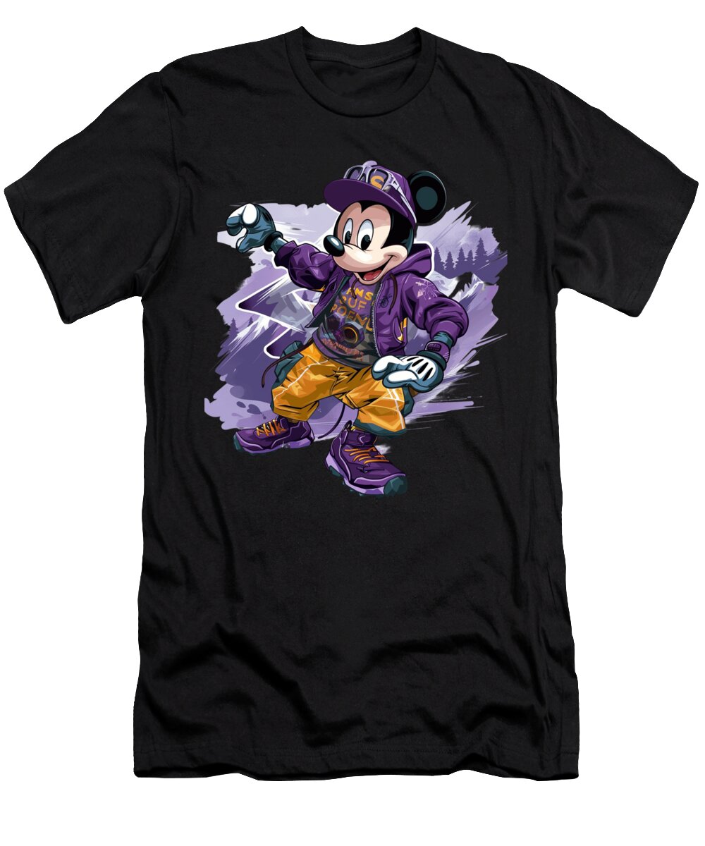 Mickey Mouse Vs Colorado Rockies Animated Athletic Antics Robertz Schuler T-Shirt
