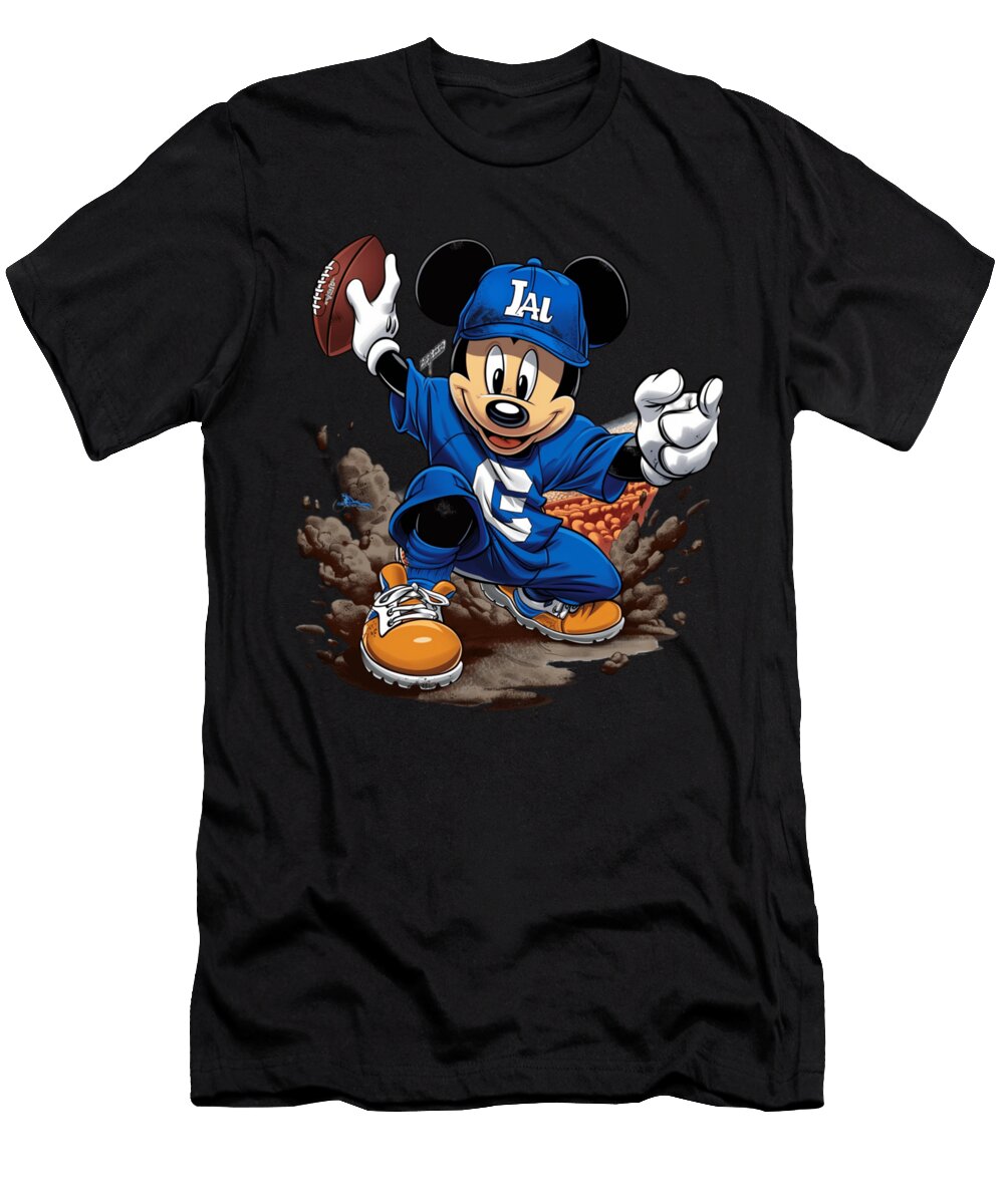 Micky Mouse Vs Los Angeles Dodgers Animated Duel Robertz Schuler T-Shirt