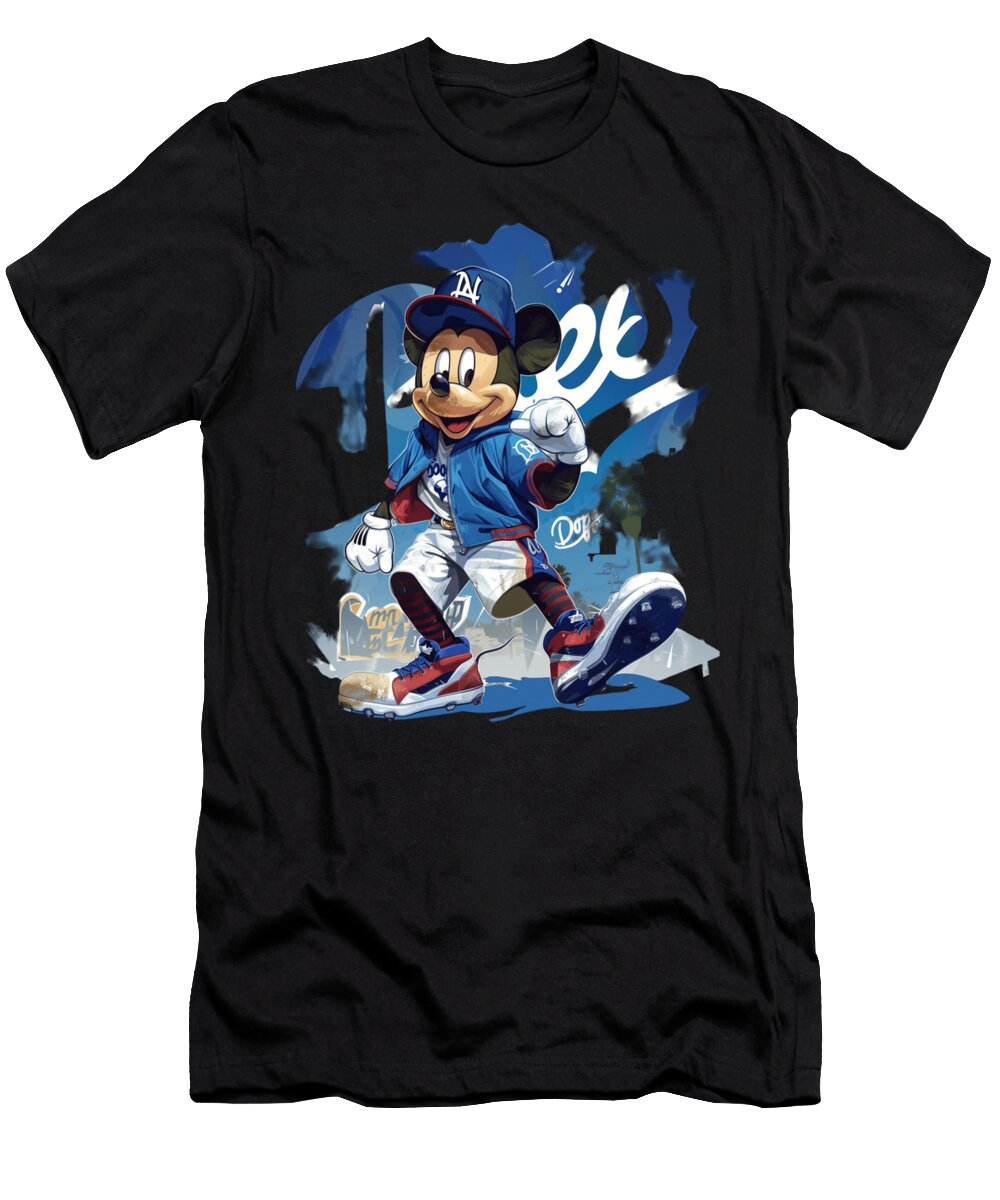 Micky Mouse Vs Los Angeles Dodgers Animation Meets Robertz Schuler T-Shirt