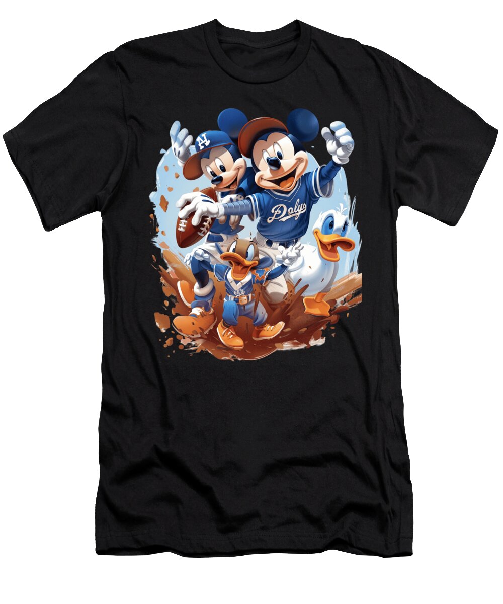 Micky Mouse Vs Los Angeles Dodgers Fantasy Game Robertz Schuler T-Shirt