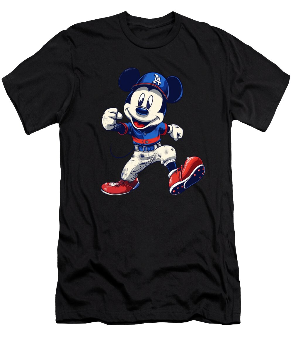Micky Mouse Vs Los Angeles Dodgers Spectacular Game Robertz Schuler T-Shirt