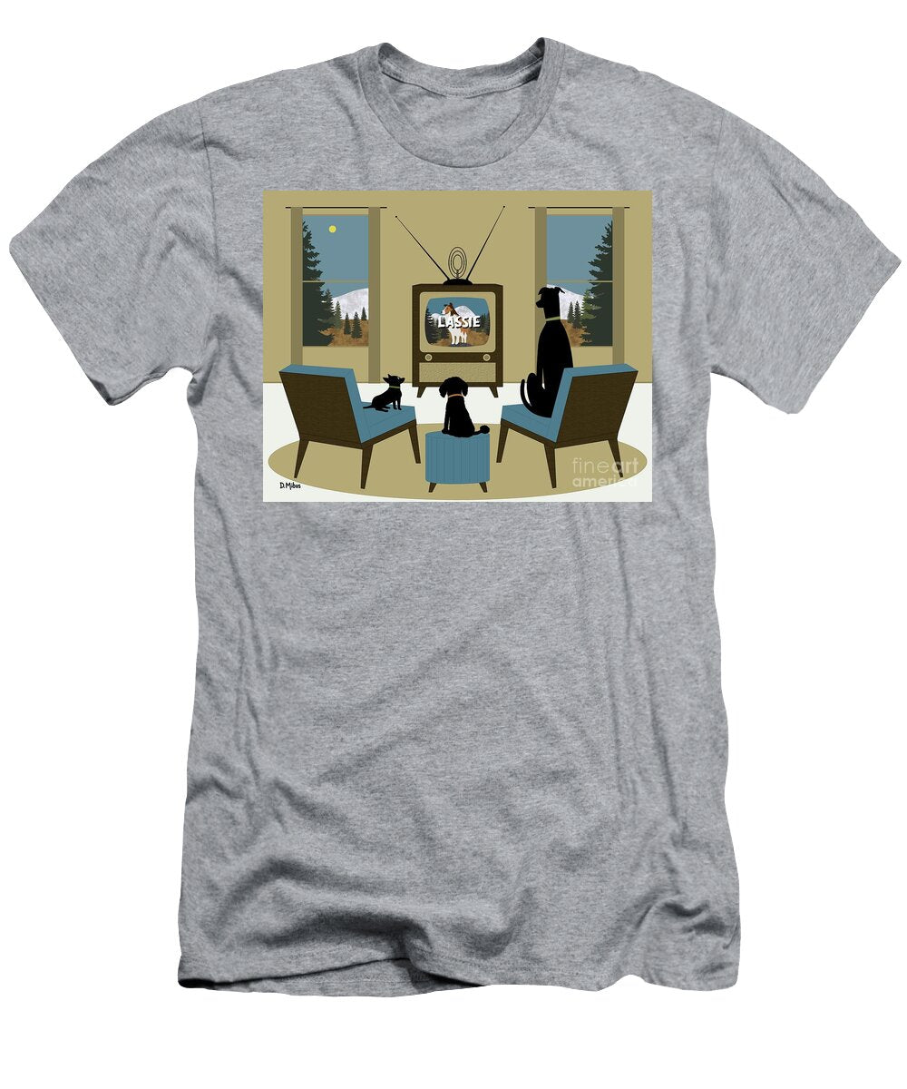 Mid Century Dogs Watch Lassie on Tv Donna Mibus T-Shirt