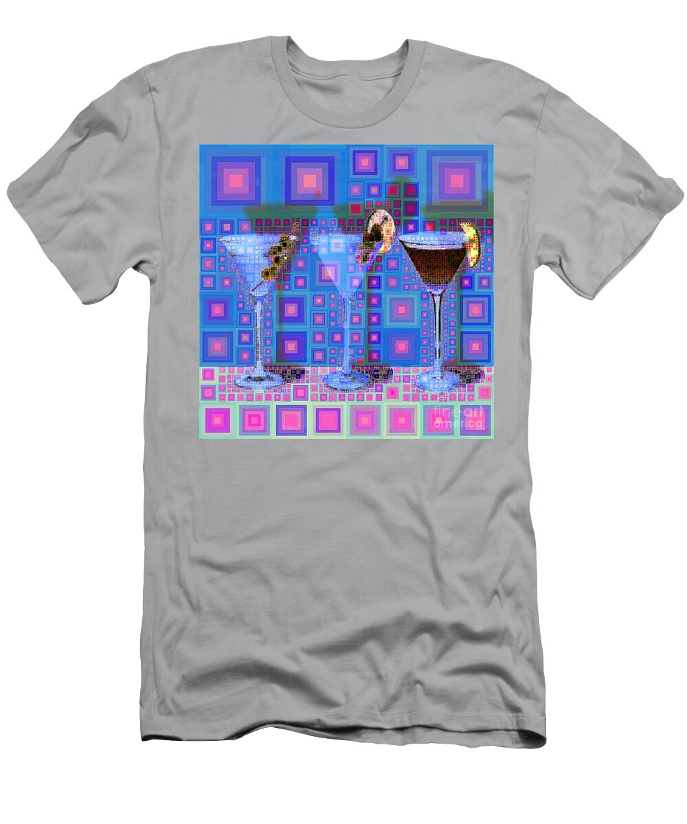 Mid Century Modern Abstract Mcm Three Martinis Shaken Not Stirred 20190127 V2 Square Wingsdomain Art and Photography T-Shirt