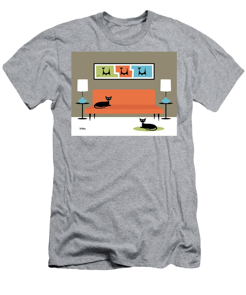 Mini Atomic Cats with Orange Couch Donna Mibus T-Shirt