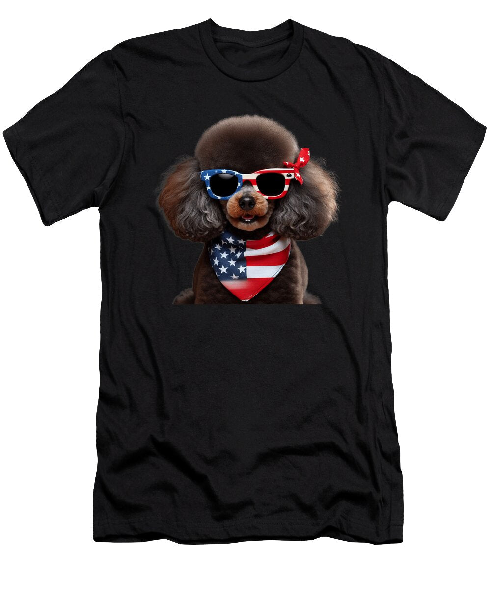 Miniature Poodle 4th of July Dog Natalie Lidford T-Shirt