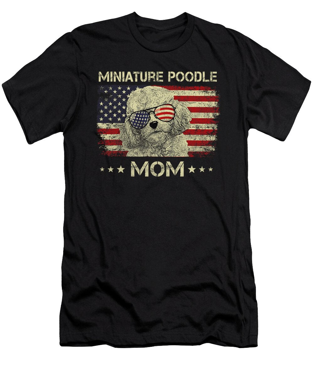 Miniature Poodle Mom Dog Lovers American Flag of Natalie Lidford T-Shirt