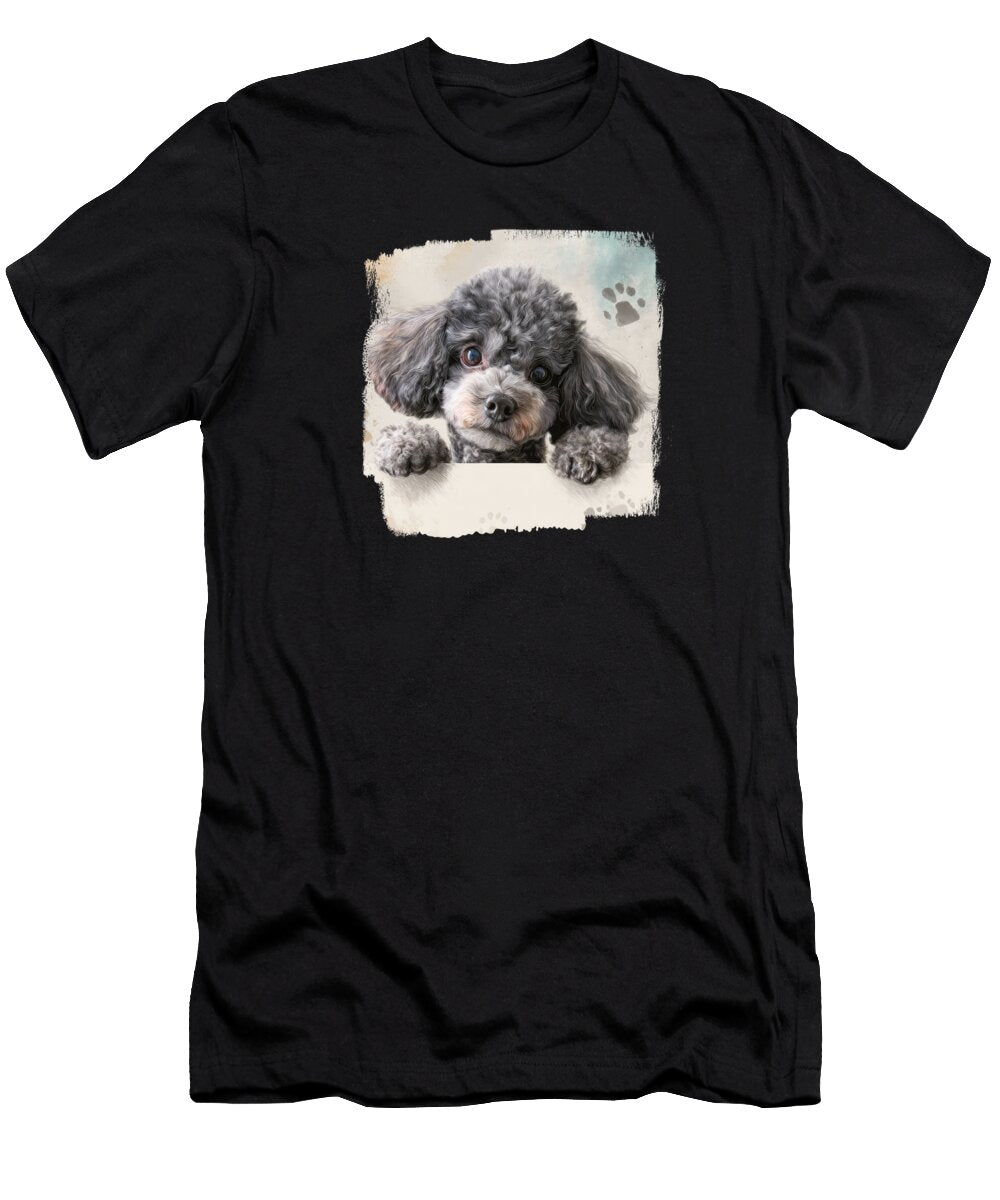 Miniature Poodle Peeking Over Wall 02 Elisabeth Lucas T-Shirt