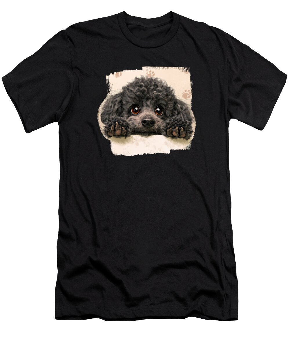 Miniature Poodle Peeking Over Wall 03 Elisabeth Lucas T-Shirt