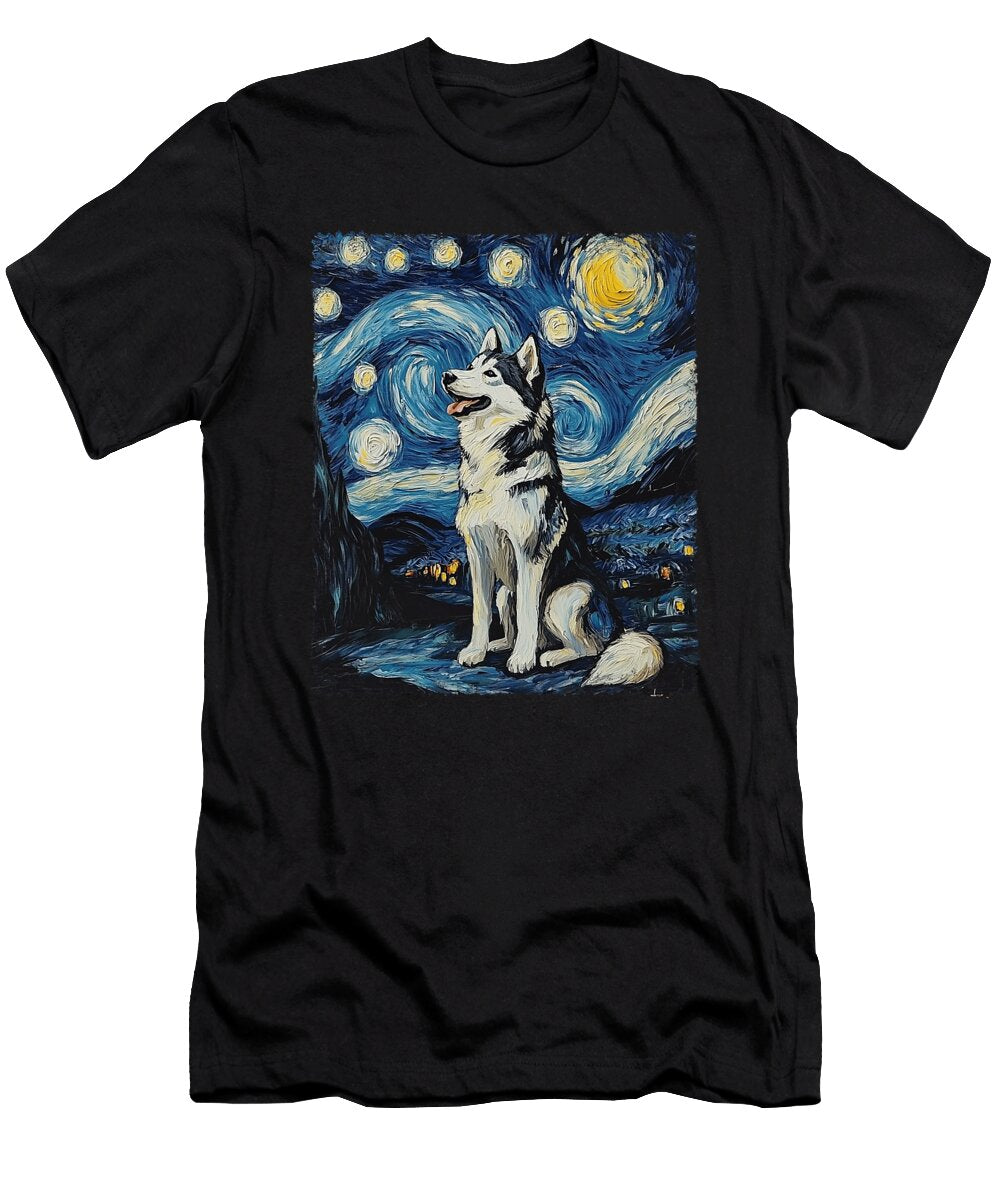 Modern Art Painting Van Gogh Starry Night Husky Zyneu Gangd T-Shirt