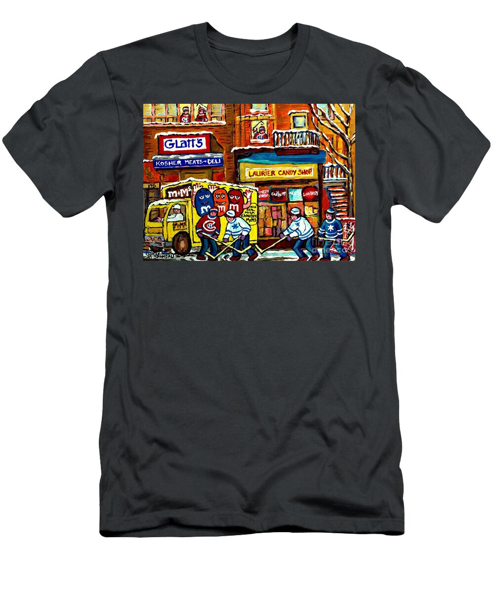 Montreal Memories Jewish Street Glatts Kosher Laurier Candy Shop Canadian Hockey Art Carole Spandau Carole Spandau T-Shirt
