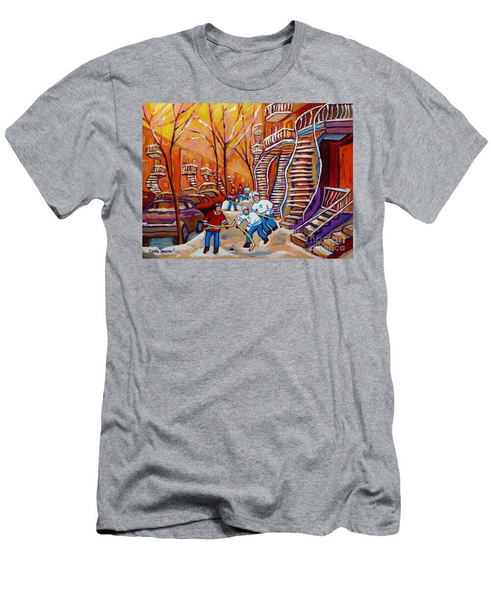 Montreal Street with Hockey Carole Spandau T-Shirt