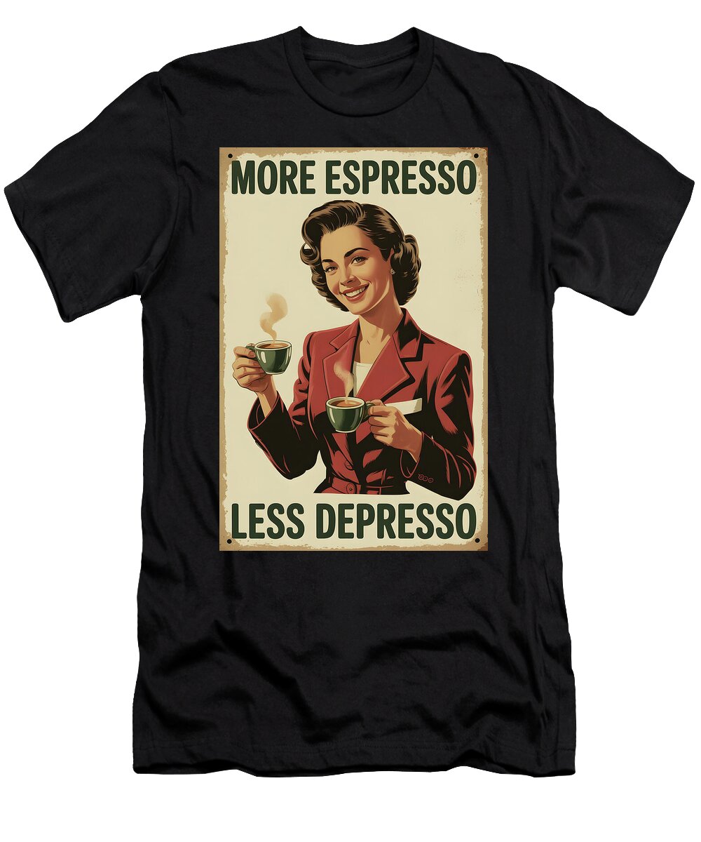 More Espresso Less Depresso Humor Poster Dale Kincaid T-Shirt