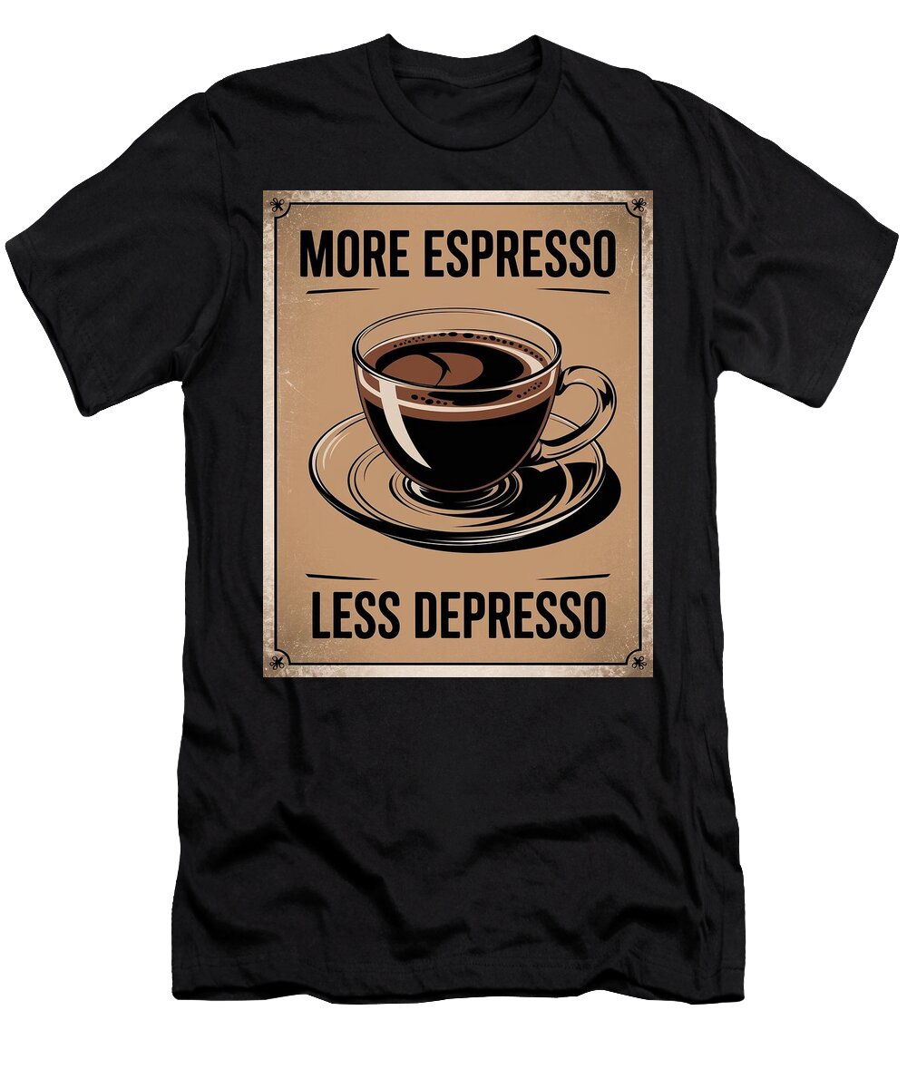 More Espresso Less Depresso Vintage Coffee Vibes Coffee Mounir Khalfouf T-Shirt