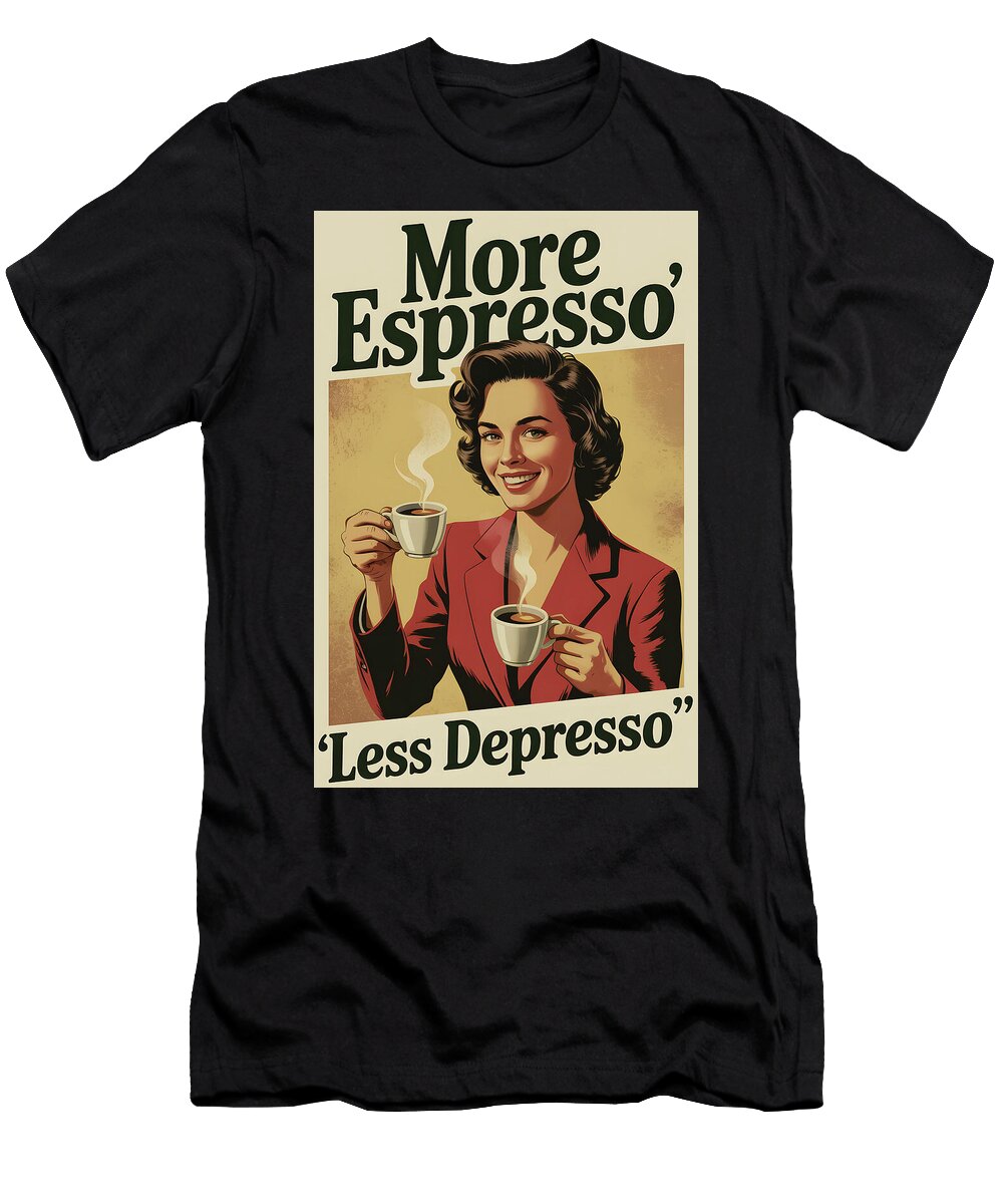 More Espresso Less Depresso Vintage Poste Dale Kincaid T-Shirt