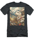 Mountain Landscape Alpaca in a Mountain Meadow Alpaca Art Floral Design Clint Mclaughlin T-Shirt