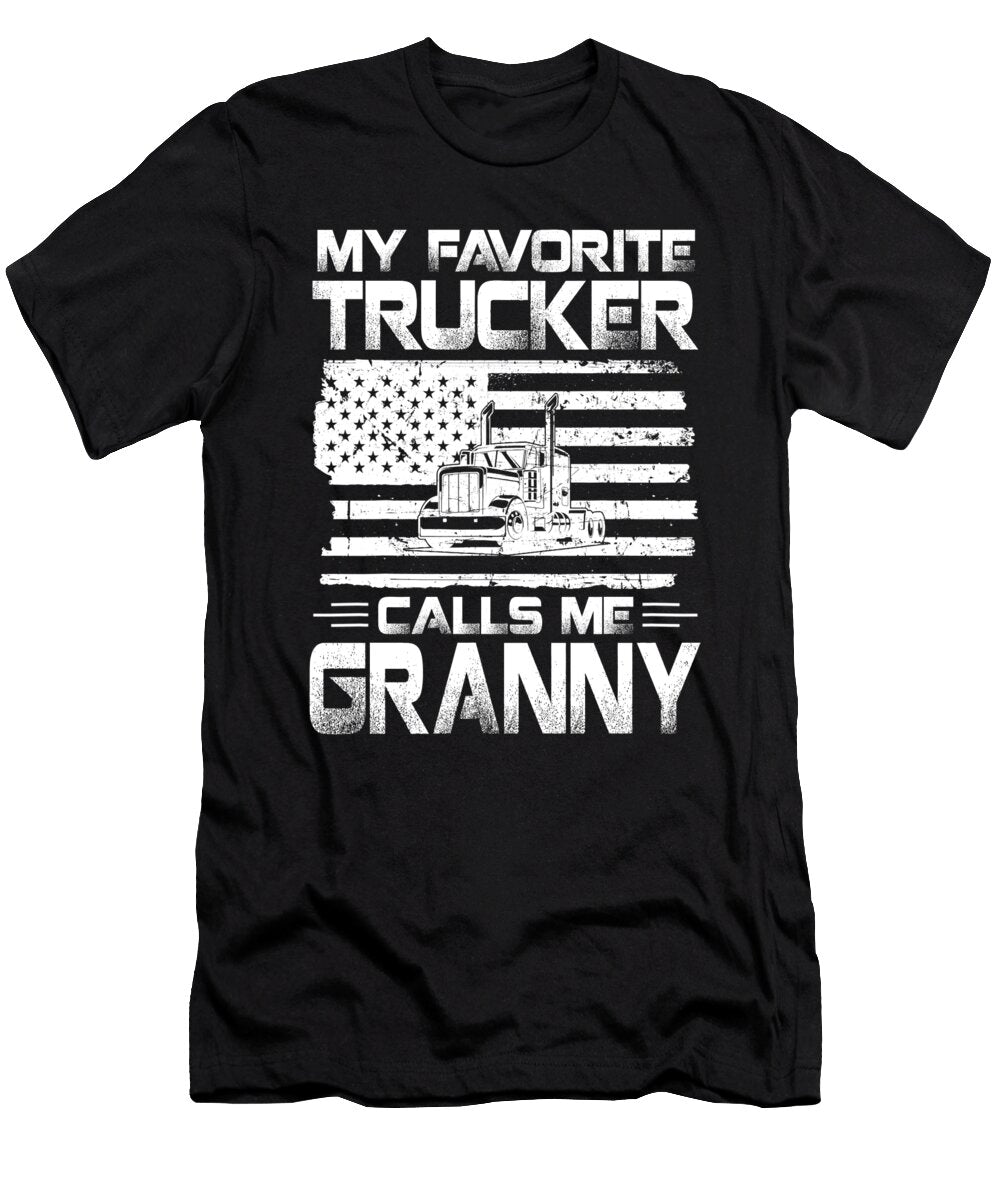 My Favorite Trucker Calls Me Granny American Flag Dhbubble T-Shirt
