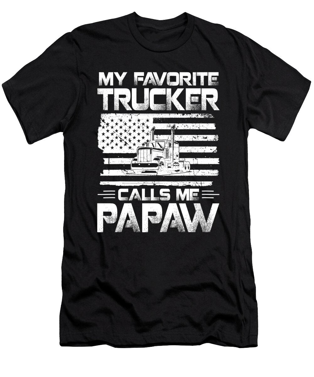 My Favorite Trucker Calls Me Papaw American Flag Dh Bubble T-Shirt