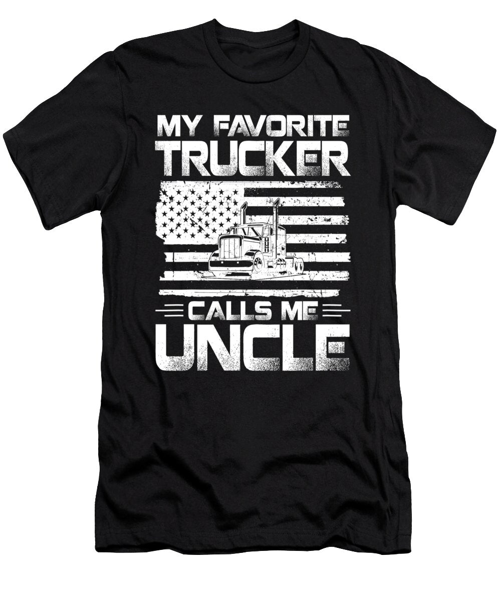 My Favorite Trucker Calls Me Uncle American Flag Dhbubble T-Shirt