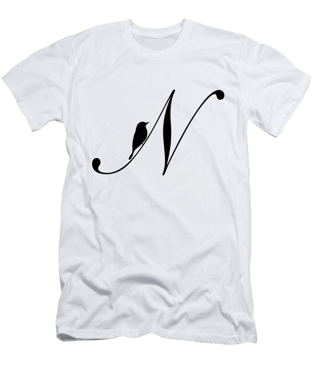 N in Black Bird and Script Custom Home Fashions T-Shirt