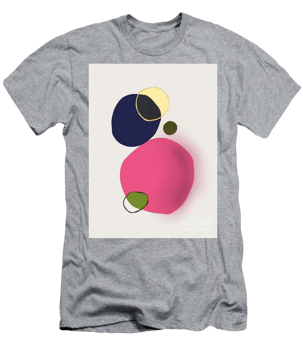 Navy Pink Circles Modern Abstract Painting By Vesna Antic Vesna Antic T-Shirt