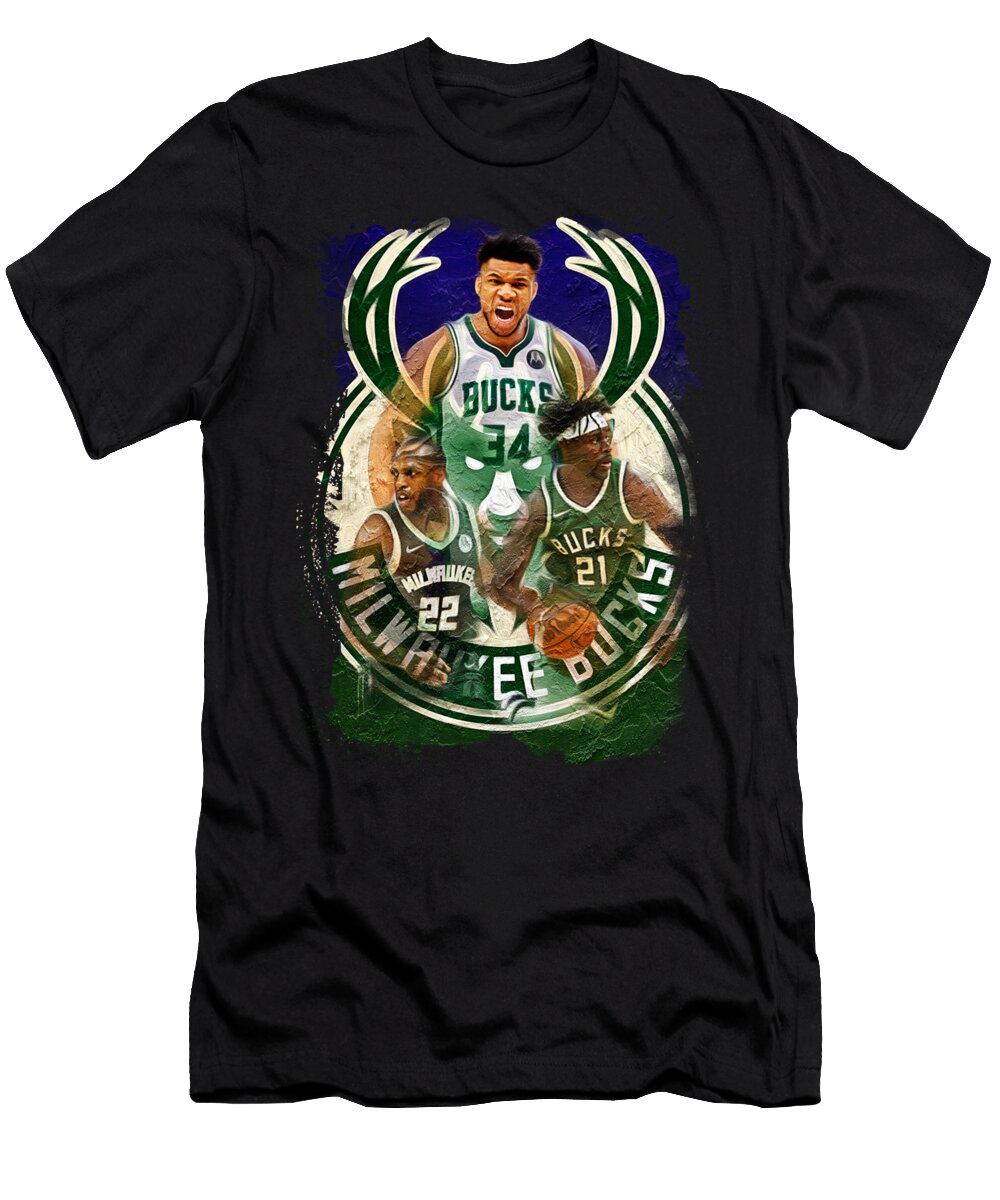 NBA Milwaukee Bucks Artwork Sports Basics T-Shirt
