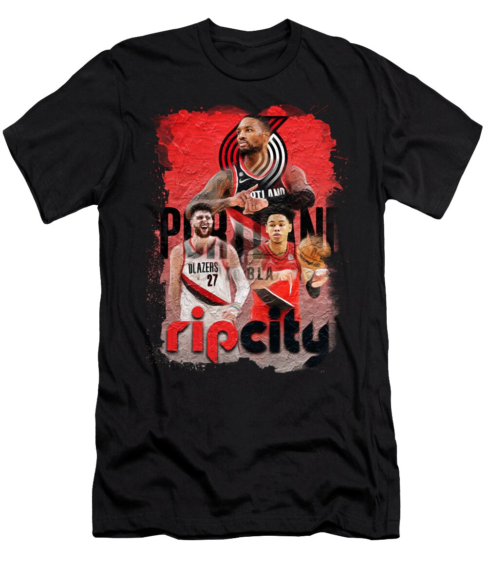 NBA Portland Trail Blazers Artwork Sports Basics T-Shirt