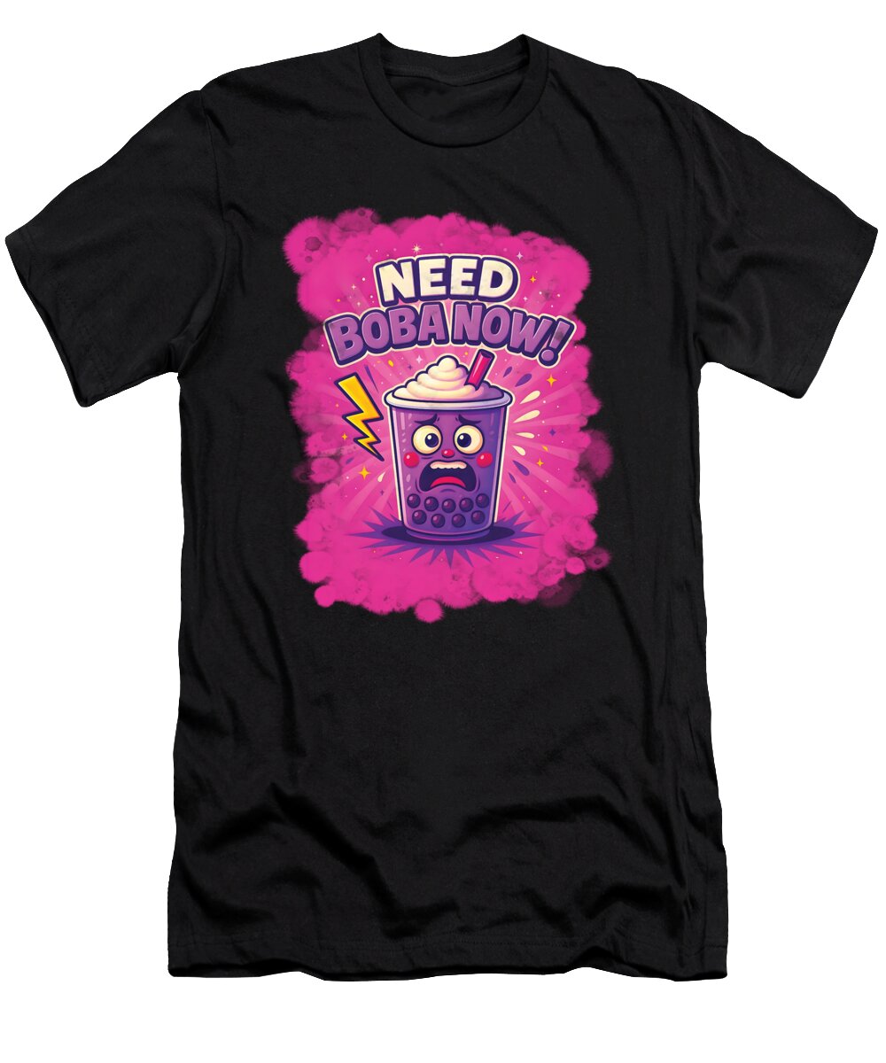 Need Boba Now Cute Bubble Tea Cartoon Art Kawaii Fruit Drink Aesthetic Rhonda Bolianatz T-Shirt