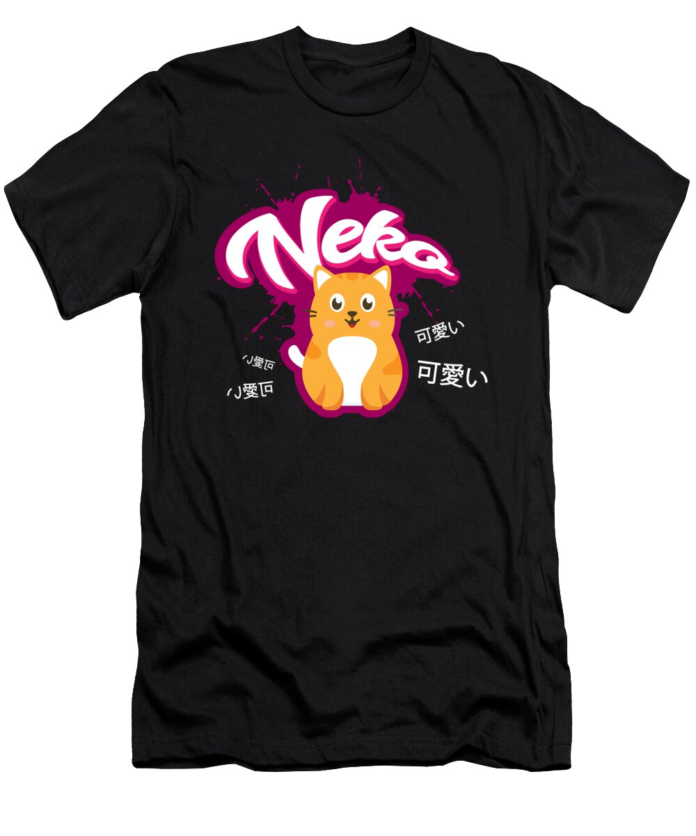 Neko Cat Japanese Anime Manga Gift Manuel Pichler T-Shirt
