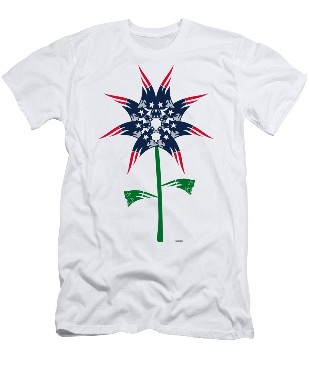 New England Patriots NFL Football Team Logo Flower Art Steven Shaver T-Shirt