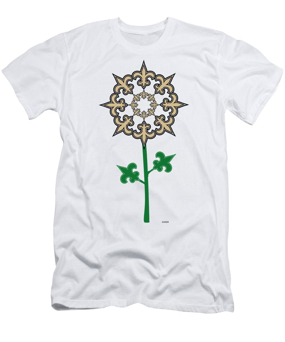 New Orleans Saints NFL Football Team Logo Flower Art Steven Shaver T-Shirt