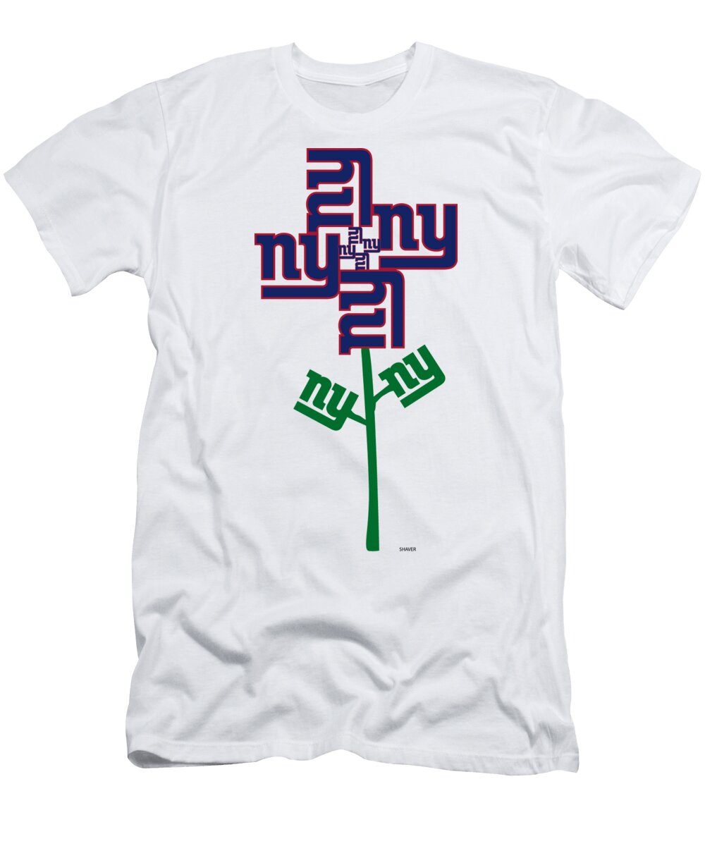 New York Giants NFL Football Team Logo Flower Art Steven Shaver T-Shirt