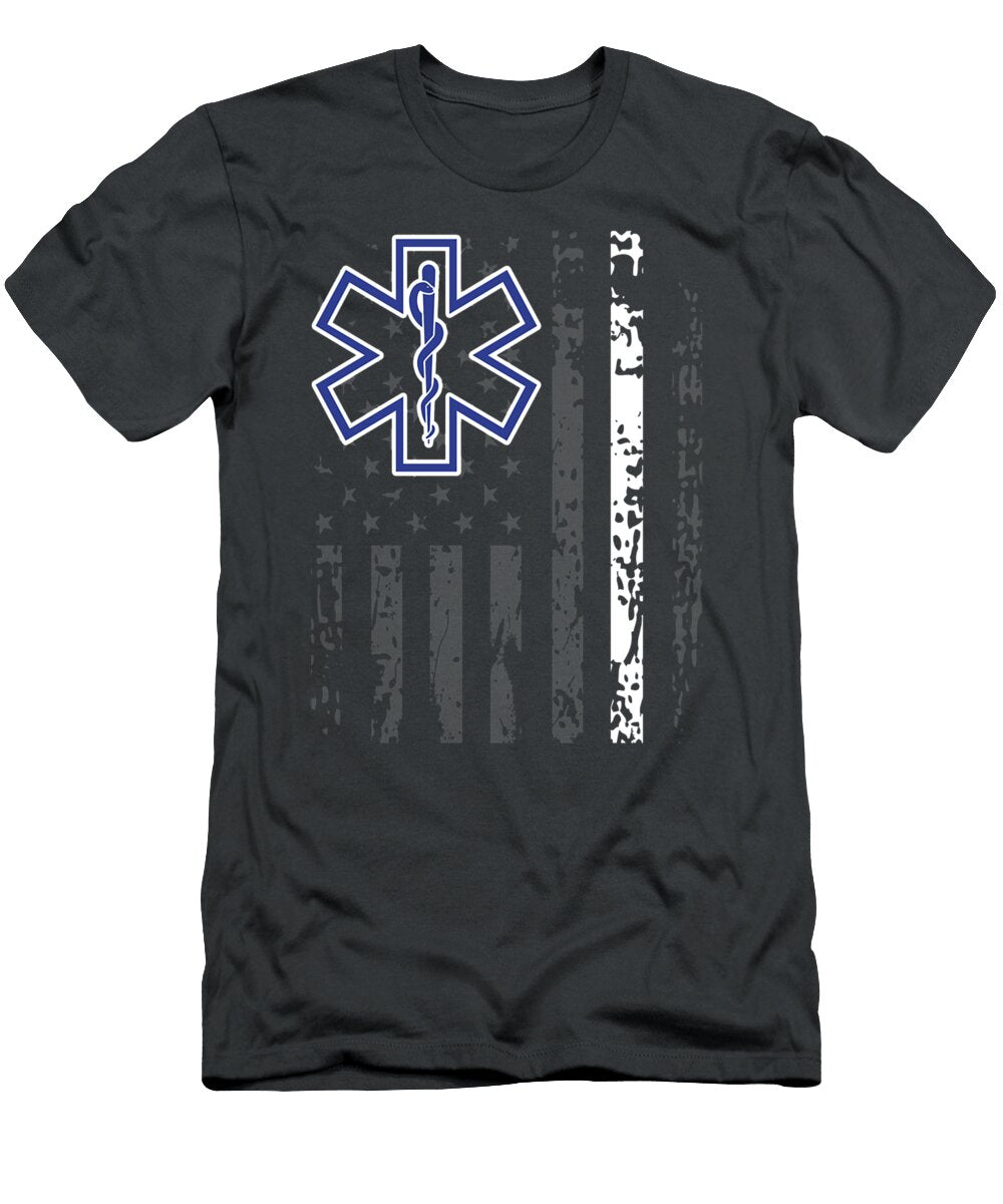 New York Thin White Line Ems Emt Paramedic USA Flag Blane Edina T-Shirt