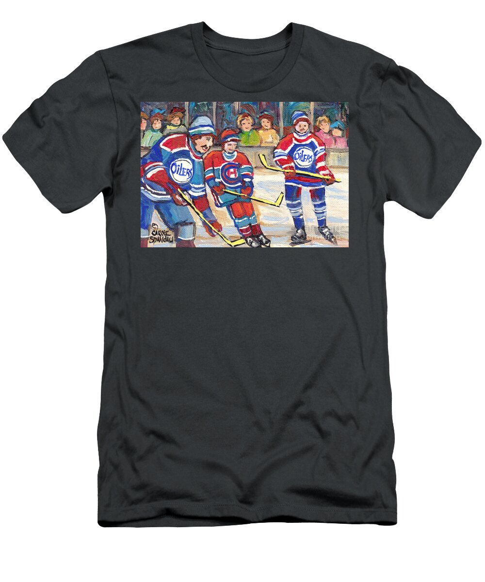 NHL Hockey Games From the Forum to Bell Center Hockey Town Montreal Canadiens C Spandau Hockey Art Carole Spandau T-Shirt