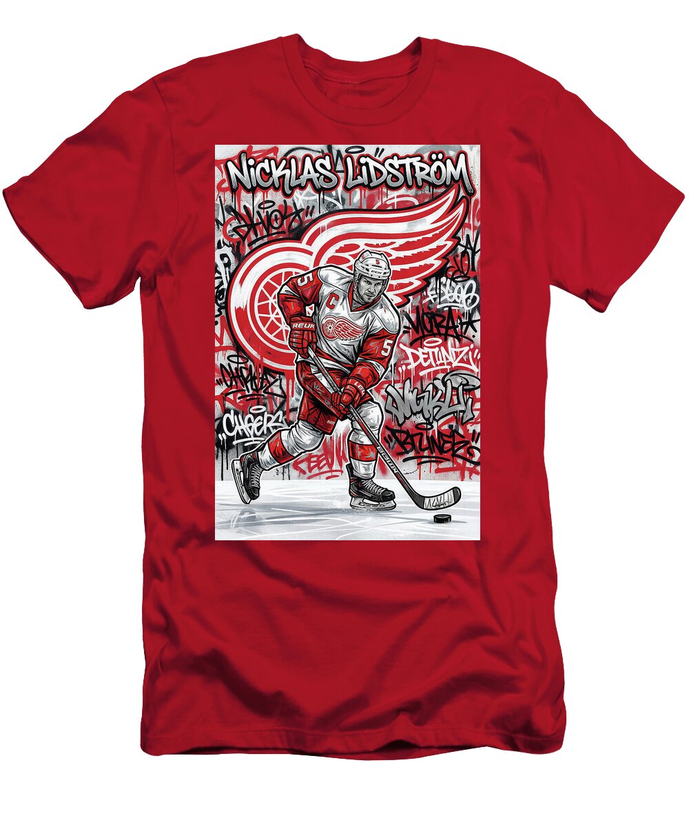 Nicklas Lidstrom Hockey Graffiti Graffiti Poster Hockey Player NHL Sampadart Gallery T-Shirt