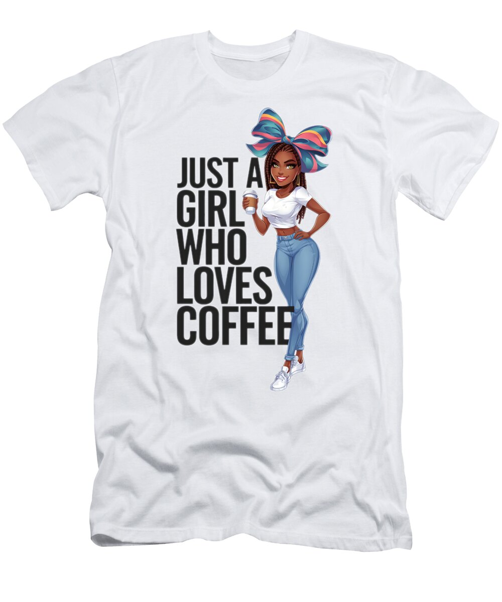 No 01 Womens Just a Girl Who Loves Coffee Coffee Addict Set Girly Coffee Lover Mounir Khalfouf T-Shirt