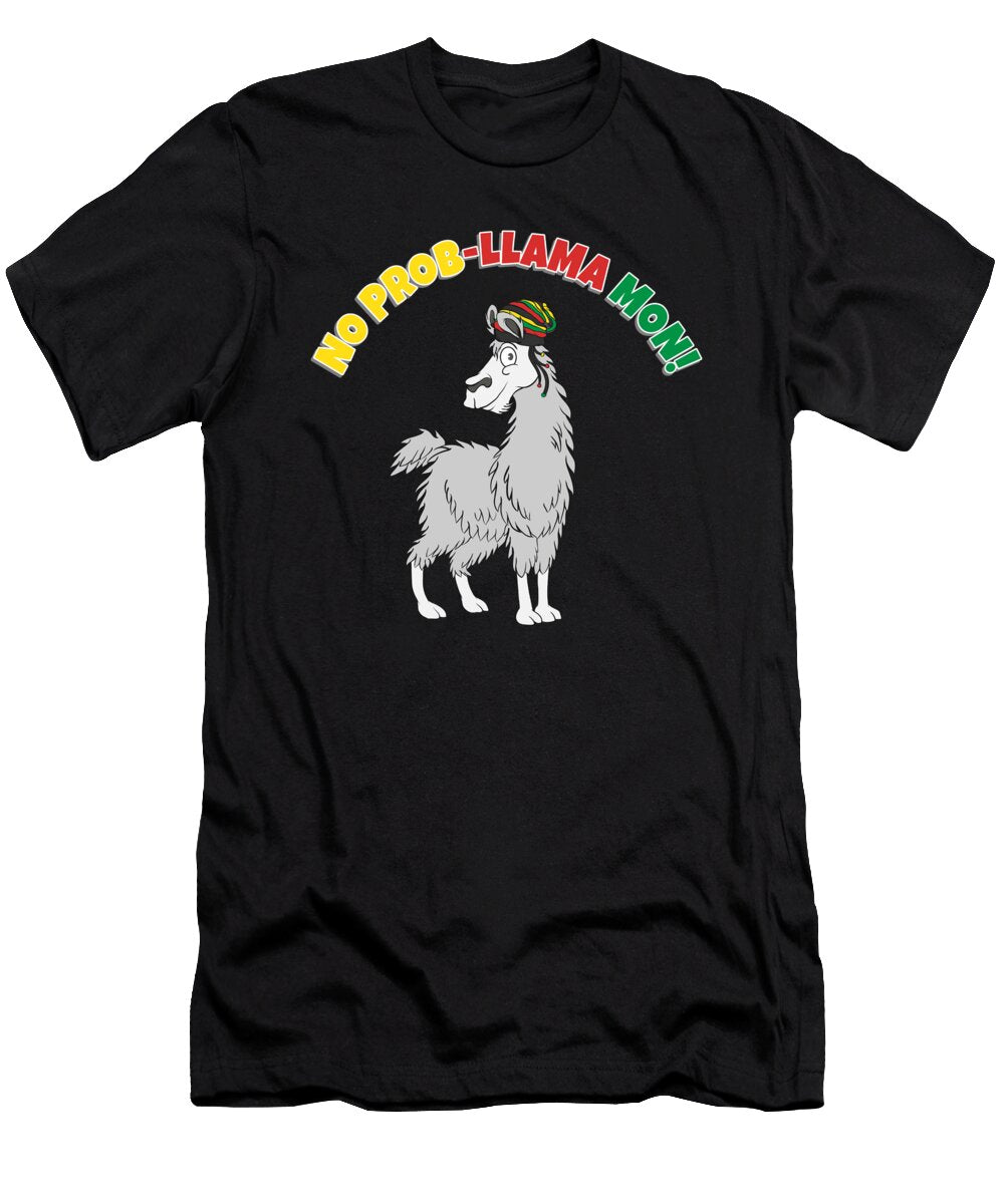 No Prob Llama Mon Funny Reggae Jamaica Rasta Pun Illustration Henry B T-Shirt