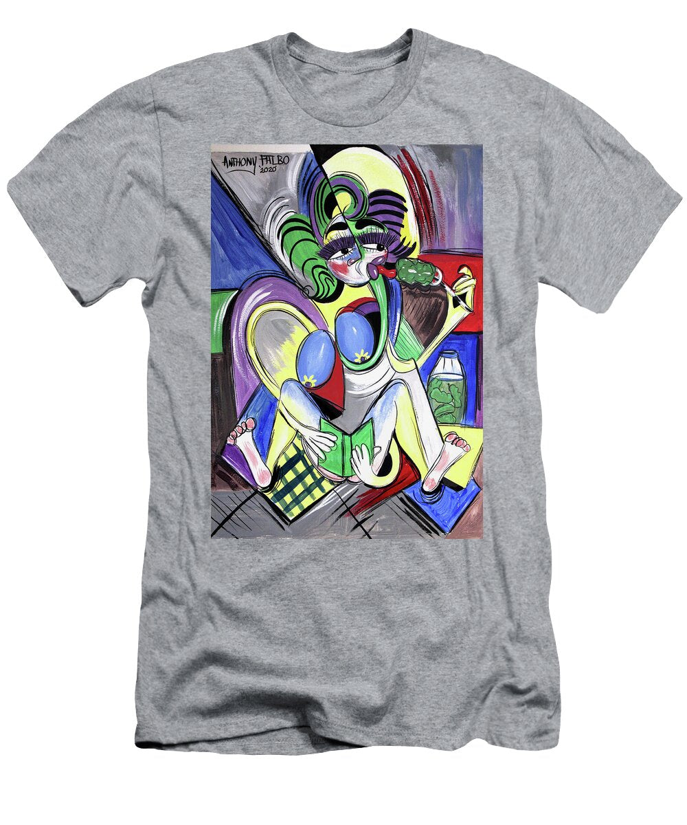 Nude Vegan Woman with Fake Eyelashes and a Pickle Anthony Falbo T-Shirt