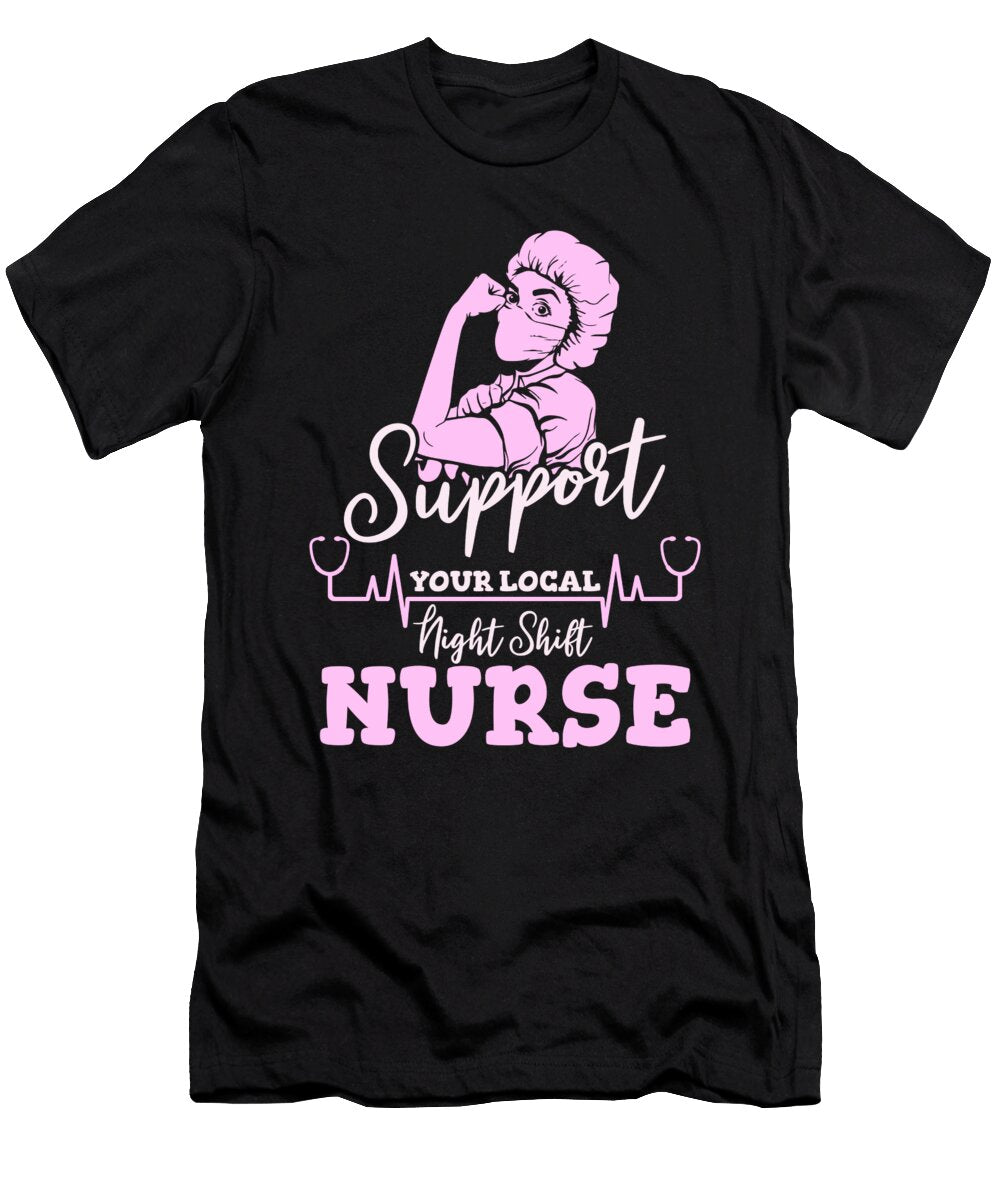 Nurse Night Shift Hospital Caretaker Nursing Crazy Squirrel T-Shirt