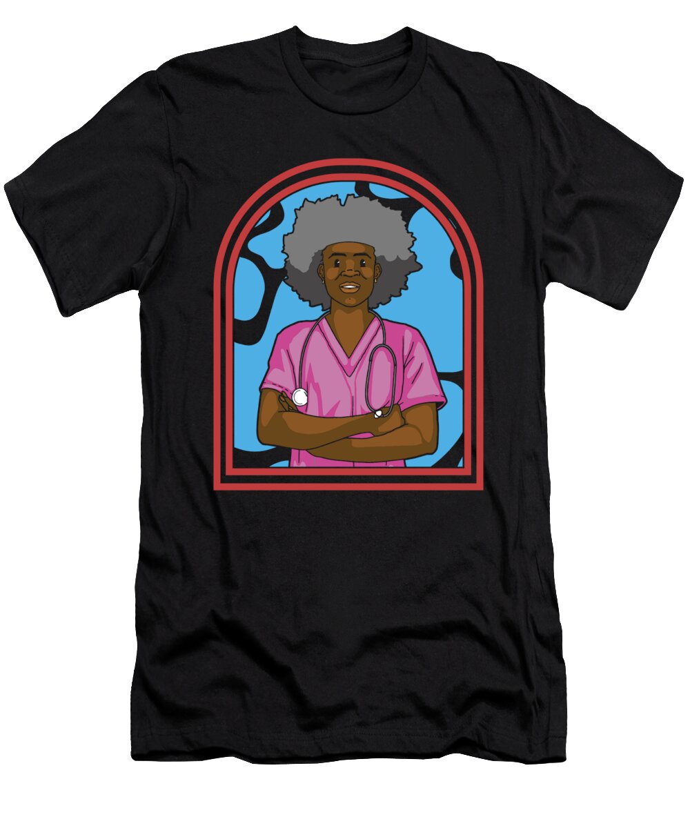 Nursing Afro Hospital Caretaker Emergency Nurse Crazy Squirrel T-Shirt